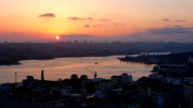 Sunset-sea-ship-city