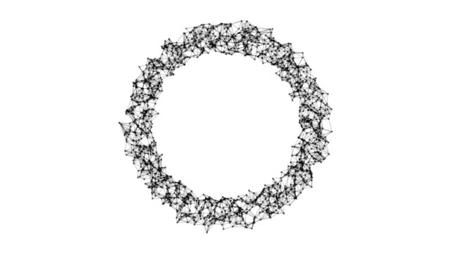 Donut-Form-mit-Loch.-Struktur-der-Kugel-mit-Netzwerk-Verbindung-Linien-und-Punkte-isoliert-auf-weißem-Hintergrund-in-futuristischen-Digitalrechner-Technologiekonzept,-abstrakte-3D-Illustration
