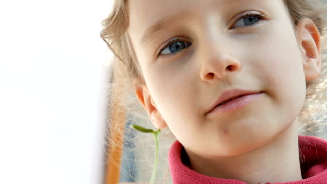 Nahaufnahme-Kind-Porträt-eines-süßen-kleinen-Mädchens-essen-hellgrüne-Mikrogrün-von-Sonnenblume.-Kinder-und-Natur,-vegetarisches-Konzept.