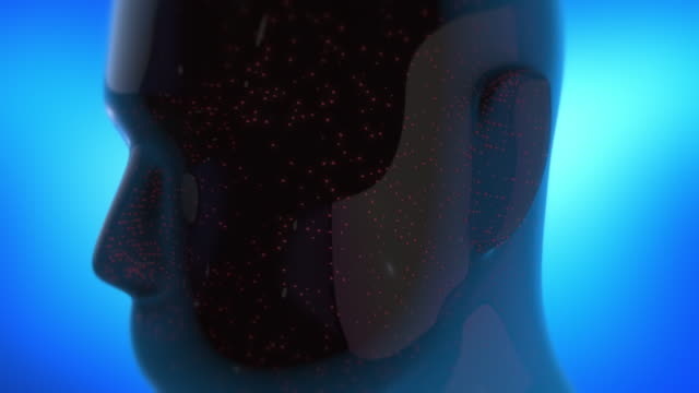 Abstrakte-Bionic-Roboter-Kopf-Rotieren-langsam---3D-4K-Animation