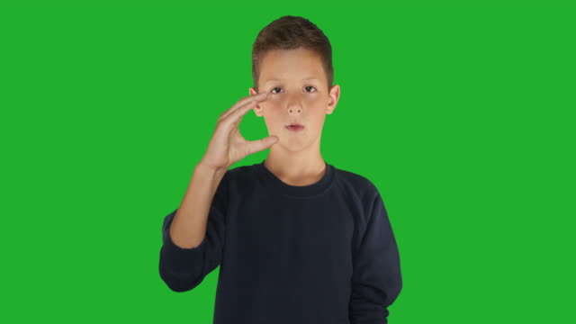Firma-de-chico-sordo-Conozco-el-lenguaje-de-señas,-la-comunicación-para-personas-con-discapacidad-auditiva.-Pantalla-verde