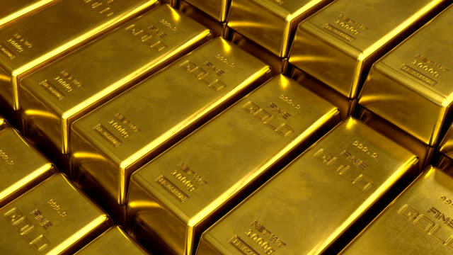 Close-up-view-of-gold-bars.-Camera-moving-over-stairs-of-stacked-gold-bars.-Success-or-getting-rich-concepts.-Looped-3d-Animation