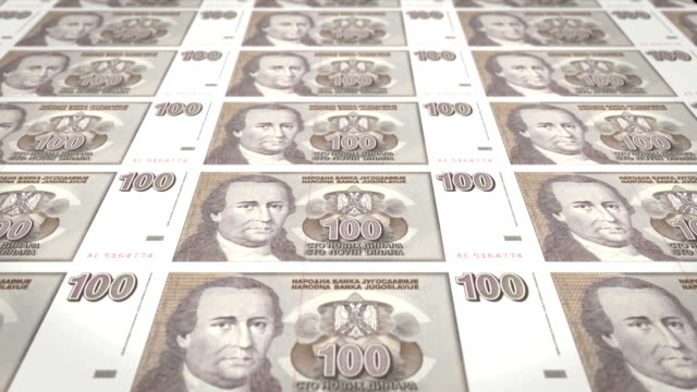 Billetes-de-cien-dinar-yugoslavo-de-la-antigua-Yugoslavia,-dinero-en-efectivo