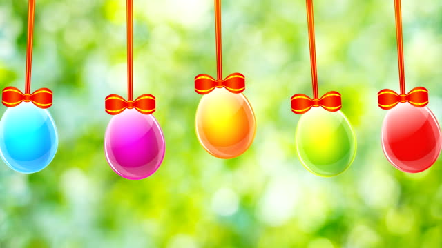 Colorful-Easter-eggs-on-green-abstract-background