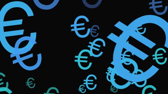 Símbolos-euro-flotando-hacia-arriba-coloca-Fondo-animado