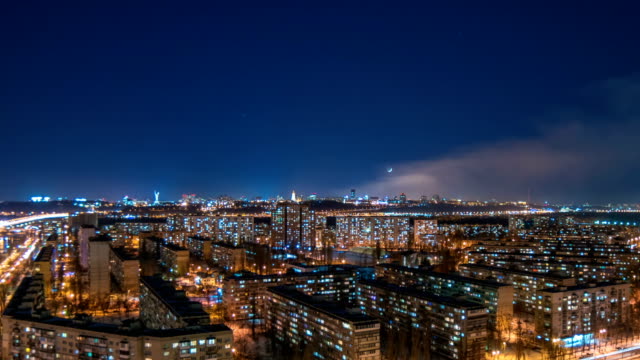The-beautiful-view-on-the-night-city.-time-lapse