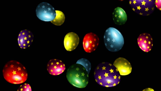 Lot-of-Easter-eggs-flying-and-rotate-on-black-background