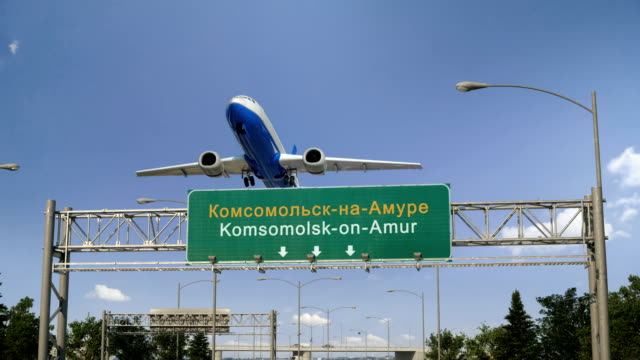 Flugzeug-abheben-Komsomolsk-am-Amur