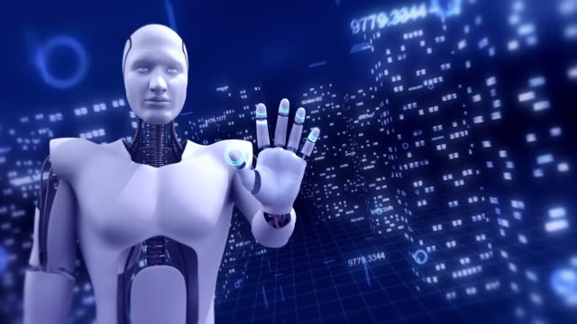 AI-Humanoid-Robot-Analyzing-Stock-Market-Data