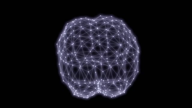 Menschliche-Gehirn-Dreiecke-Raster-Rotation-3D-Rendering