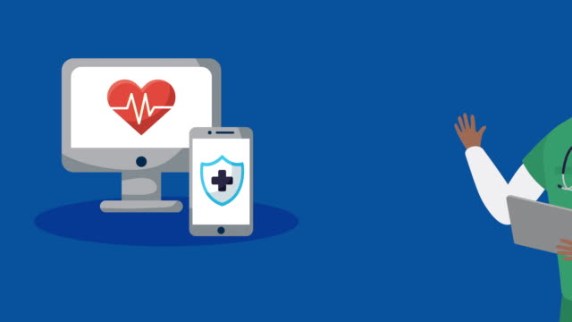 Arzt-mit-Gadgets-Healthcare-Online-Technologie