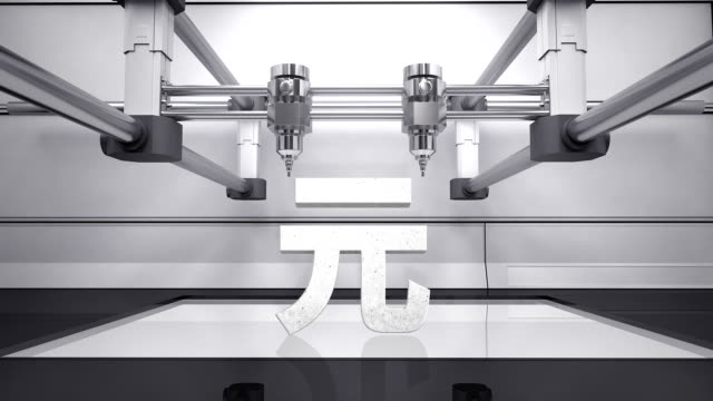 3D-printer-making-Yuan-money-grey-currency-sign,-3D-scanner