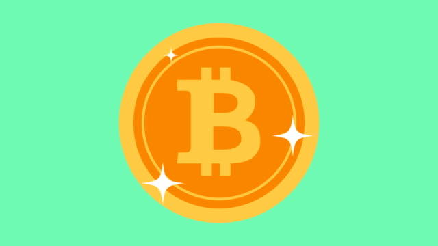 Animación-de-bitcoin-moneda-muestra-en-estilo-plano