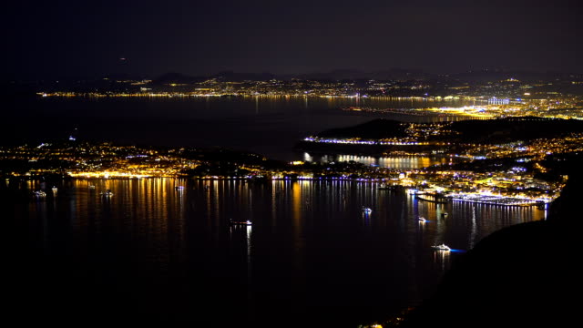 Top-view-of-night-Monaco,-luxury-resort-for-rich-tourists,-expensive-real-estate