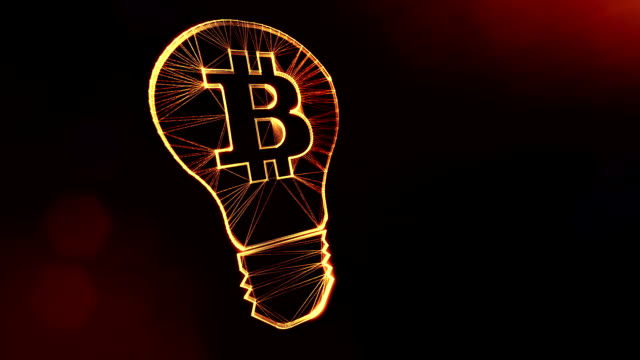 Zeichen-von-Bitcoin-im-Inneren-der-Lampe.-Finanzieller-Hintergrund-aus-Glühen-Teilchen-als-Vitrtual-Hologramm.-Glänzende-Schleife-3D-Animation-mit-Tiefe-Feld,-Bokeh-und-Kopie.-Dunklen-Hintergrund-1.