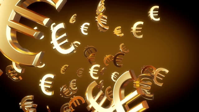 Euro-Zeichen-fallen,-3D-animation