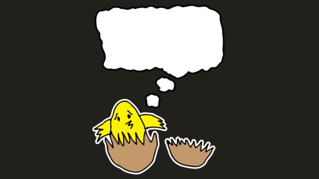 Kids-drawing-black-Background-with-theme-of-speech-bubbles-and-chicken-hatch
