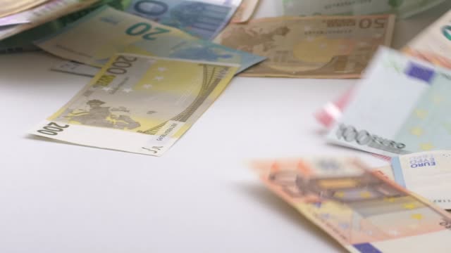 Slow-motion-of-euros-are-flying-and-falling.-Euro-banknotes-different-values