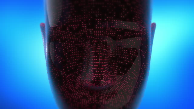 Abstrakte-Bionic-Roboter-Kopf-bewegt-sich-langsam---3D-4K-Animation
