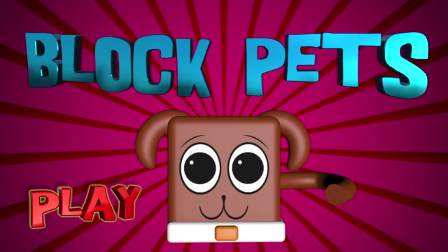 Classic-looking-children's-pets-game-intro-in-3D-block-shapes.-Play-screen-intro-that-loops