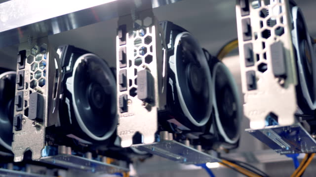 Video-cards-connected-to-the-computer,-bitcoin-mining-concept.