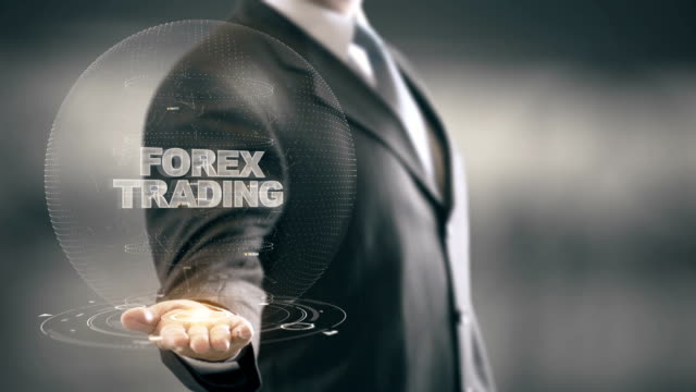 Forex-Trading-mit-Hologramm-Geschäftsmann-Konzept