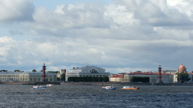 Time-lapse-of-The-Spit-of-Vasilievsky-Island---St.-Petersburg,-Russia