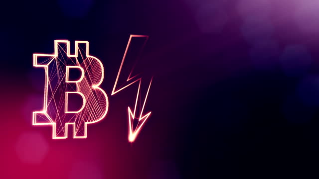 bitcoin-icon-and-lightning-bolts.-Financial-background-made-of-glow-particles-as-vitrtual-hologram.-Shiny-3D-seamless-animation-with-depth-of-field,-bokeh-and-copy-space.-Violet-color-v2