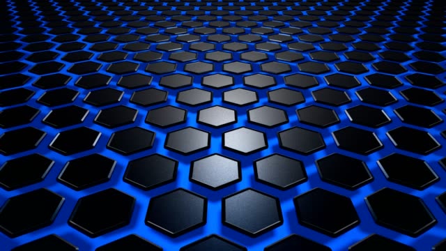 Hexagon-texture-black-with-blue-background.-Uhd-4k-background,-backdrop-texture
