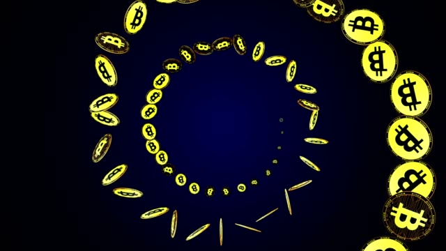 BITCOIN-Coins-Animation,-Hintergrund,-Rendering,-Loop