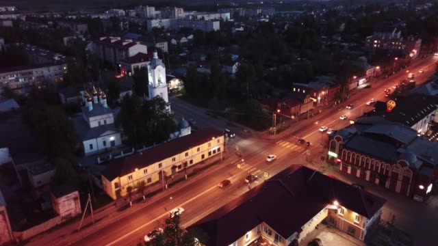 Night-aerial-view-of-Russian-town-of-Pokrov