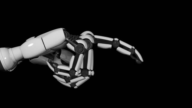 High-tech-technological-machine-robot-hand-pointing-a-finger