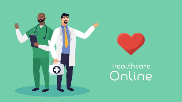 Ärzte-mit-Gesundheits-Online-Technologie-und-Herz-Kardio