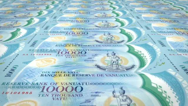 Banknoten-der-zehntausend-vanuatuische-Vatu-von-Vanuatu,-Bargeld,-Schleife