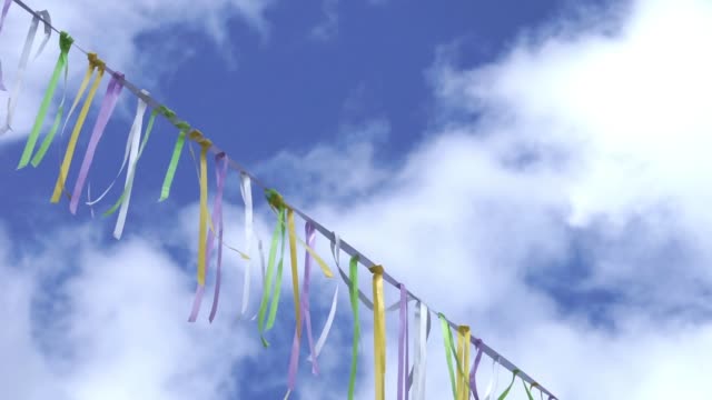 Gentle-breeze-blows-multicolored-ribbons-in-the-wind