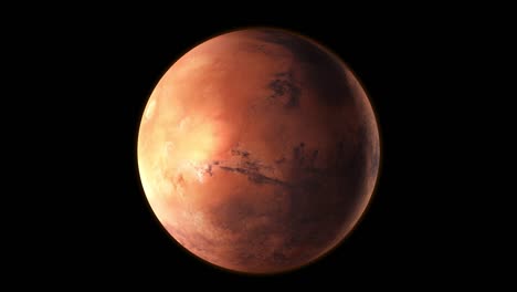 Planet-Mars-rotating-in-its-own-orbit-in-the-outer-space.-3D-Rendering