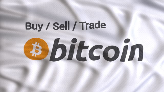 Kaufen-verkaufen-Handel-Bitcoin-Flagge-Animation