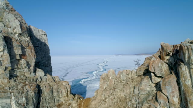Baikalsee-Winterlandschaft-Wahrzeichen.