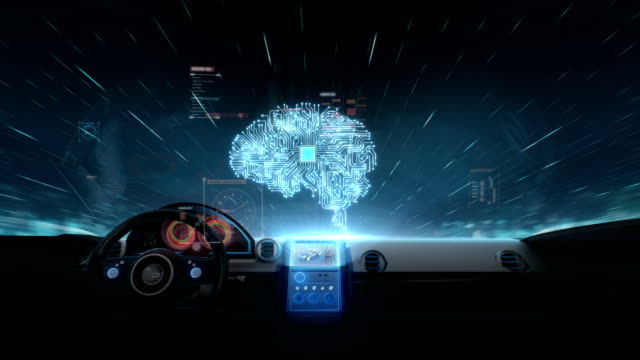 Innerhalb-von-Future-Hybridautos,-Brain-verbinden-digitale-Linien,-Erweiterung-der-künstlichen-Intelligenz.