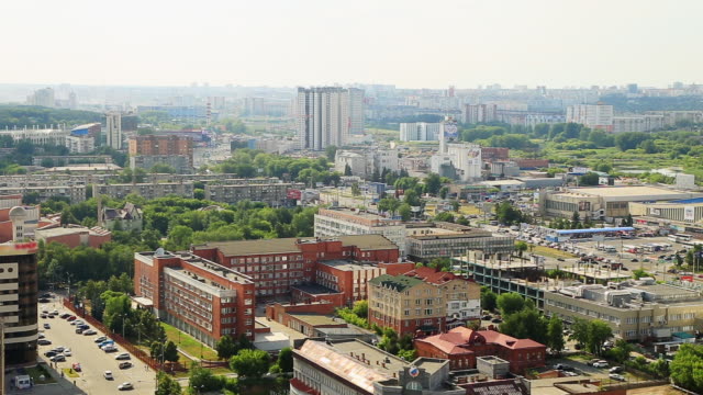Panorama-on-city-center-with-park-and-buildings