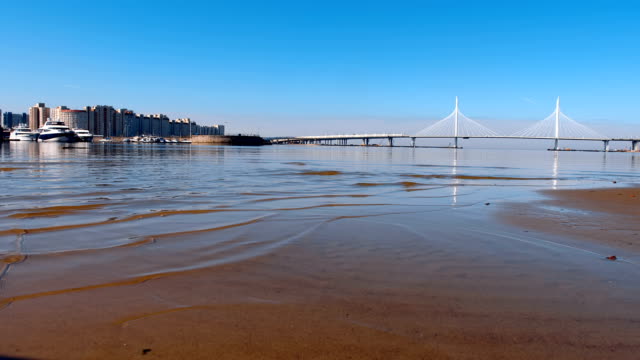 Big-Cable-stayed-Bridge-against-the-blue-sky-in-the-rays-of-the-warm-morning-sun