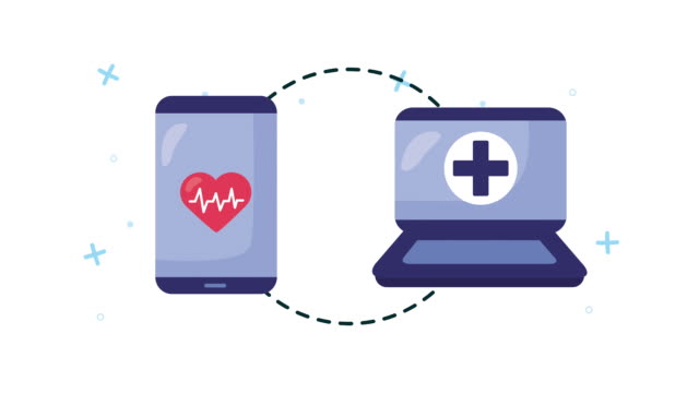 portátil-y-smartphone-con-tecnología-en-línea-de-atención-médica