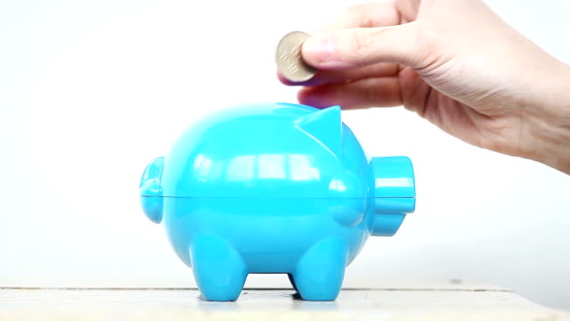 Blue-piggy-bank-and-a-person-adding-coins