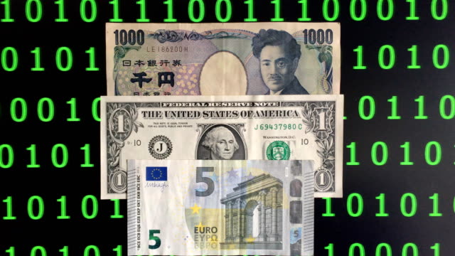 yen-japonés,-dólar-y-euro-notebank-entre-antecedentes-de-código-binario