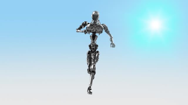 Funcionamiento-cyborg,-robot-de-ejecución-render-3D