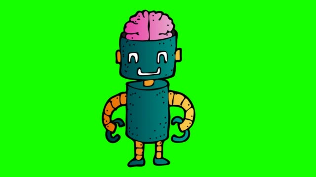 handgezeichnete-grüne-Hintergrundanimation-des-Robotercharakters-erklärt