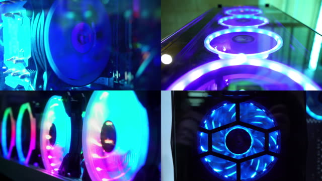 Neon-Computerkühler.-Split-Bildschirm.-Esport