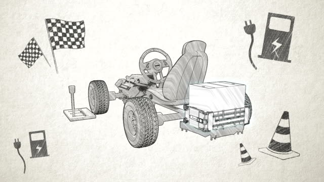 Hybrid-car,-Electronic,-hydrogen,-lithium-ion-battery-car.-sketch-image.