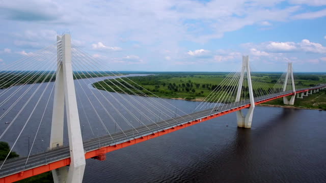 bridge-across-the-Oka-river-in-Murom,-aerial-shot