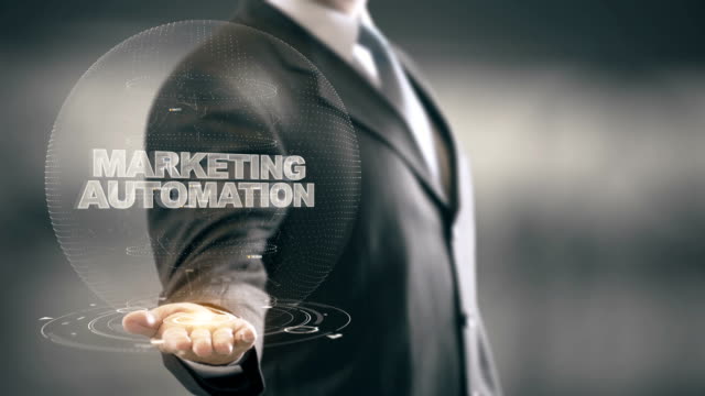 Marketing-Automation-with-hologram-businessman-concept